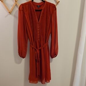 MSK, Womens Size 14,  Rust Long Sleeve Dress